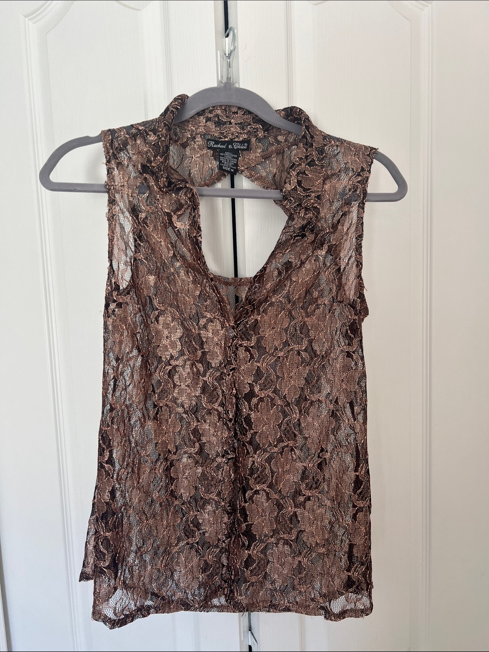 Rachael & Chloe Brown Floral Lace Sleeveless Camisole